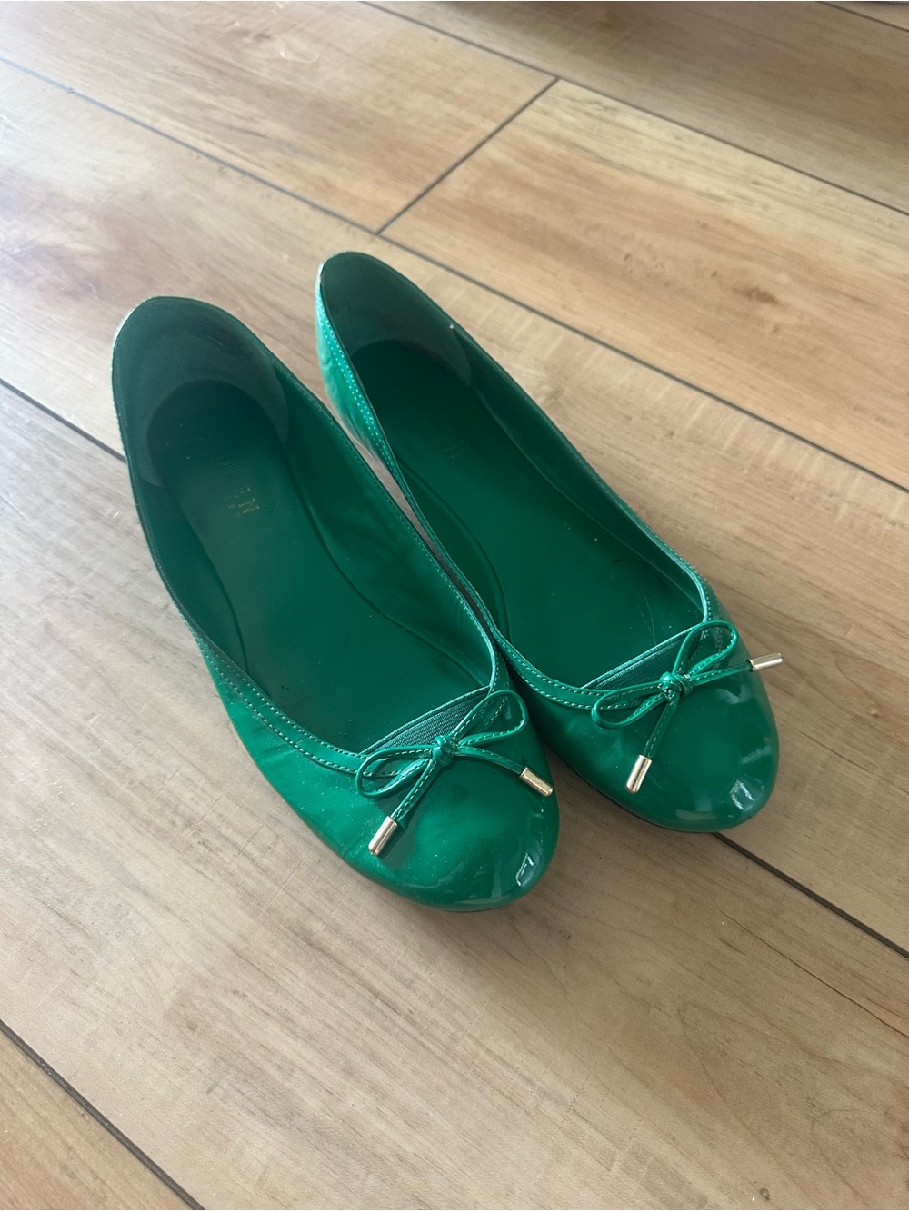 Ralph Lauren Green Patent Ballet Flats with Bow